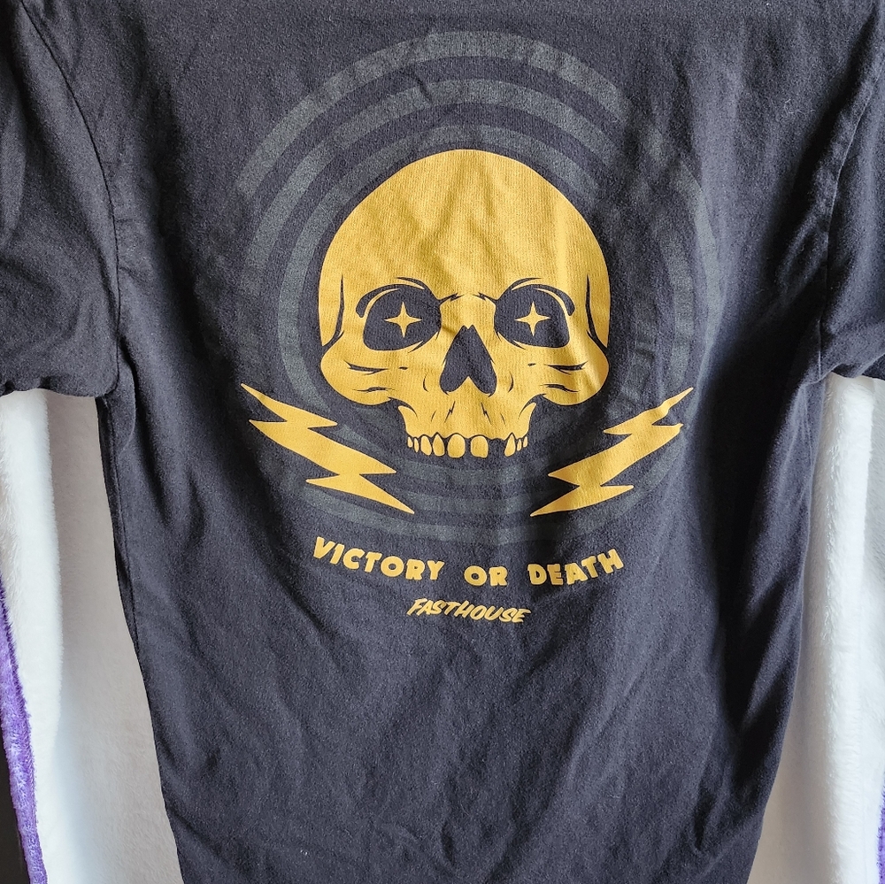 Mens FastHouse Black and Gold Skull Graphic Tee